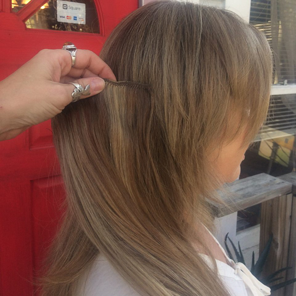 mixed blonde color match to extensions
